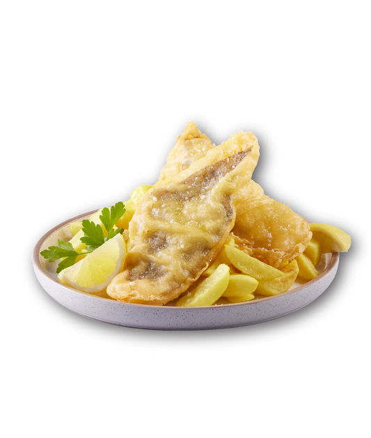 Tray Fish & Chips in crispy batter